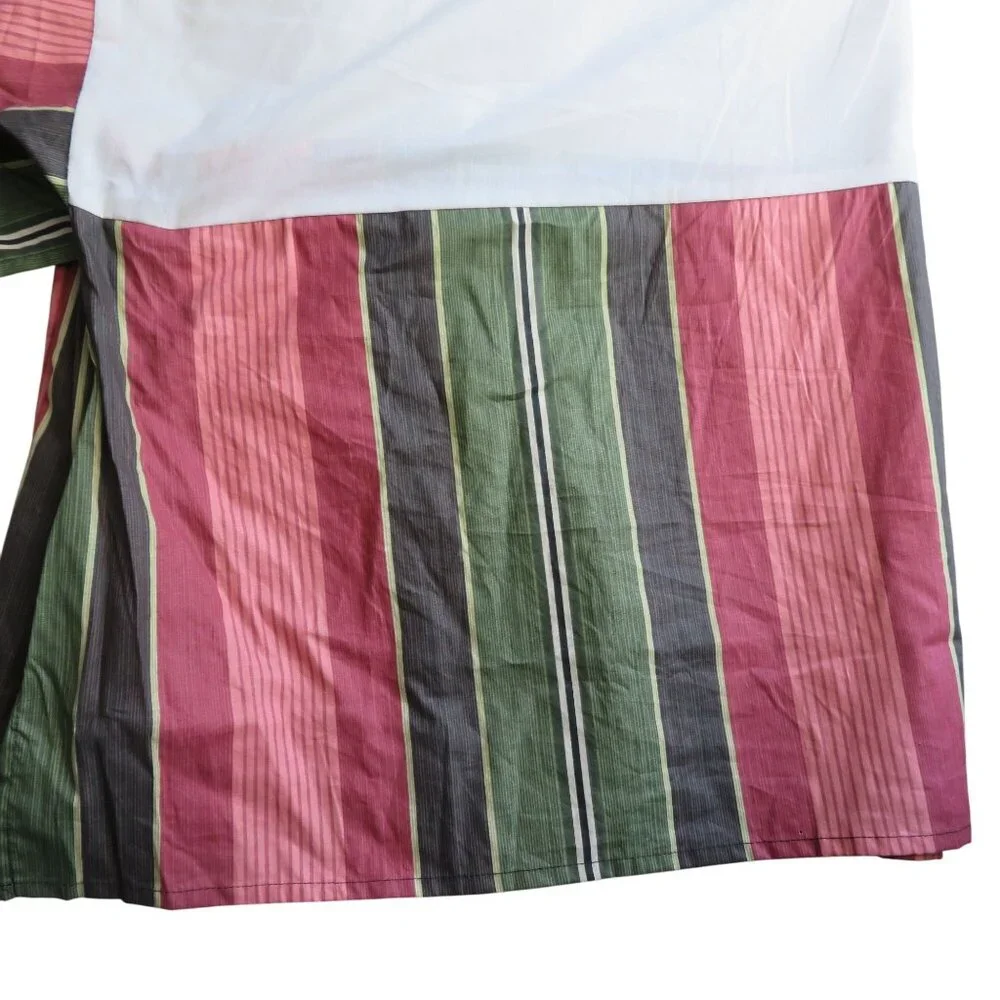 Vintage Y2K Waverly Queen Bed skirt Pink Green Brown Stripes 14.5 in Drop